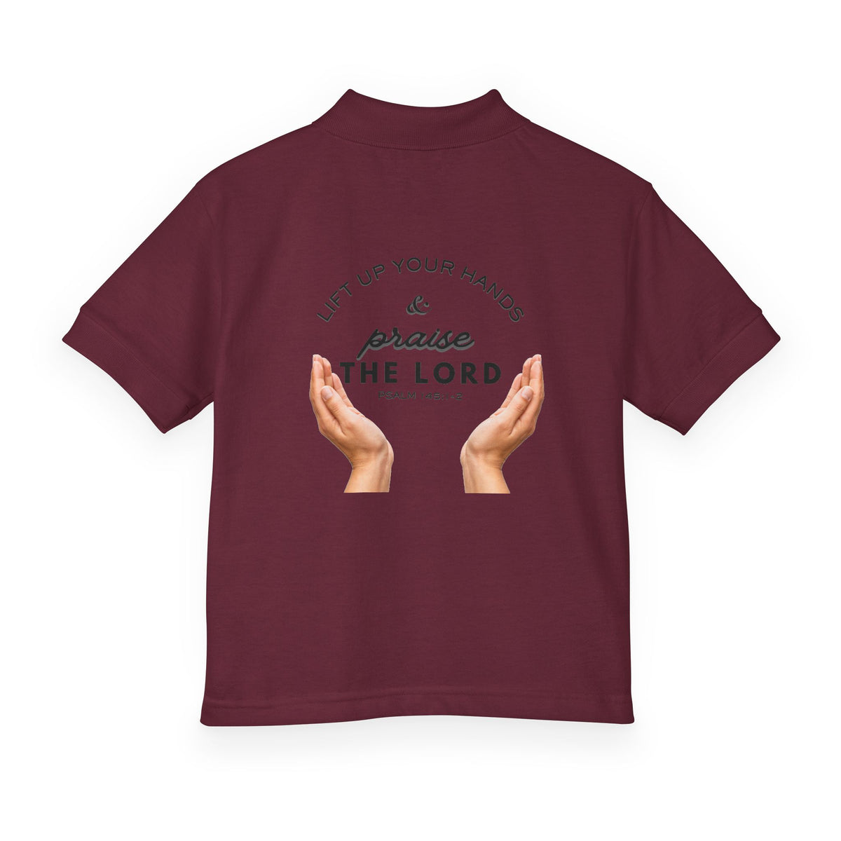 Youth Polo ( black font ) — 'In God We Trust' Hands Logo Embroidered Chest Shirt