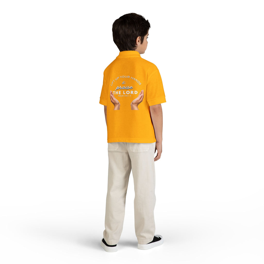 Youth Polo ( white font ) — 'In God We Trust' Hands Logo Embroidered Chest Shirt