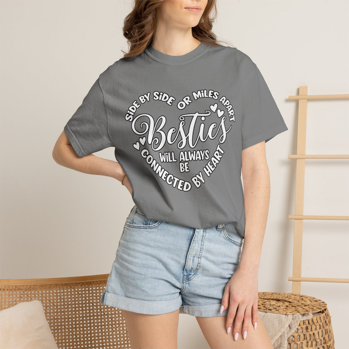 Besties Will Always Be Connected by Heart T-Shirt