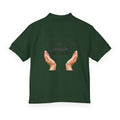 Youth Polo ( black font ) — 'In God We Trust' Hands Logo Embroidered Chest Shirt