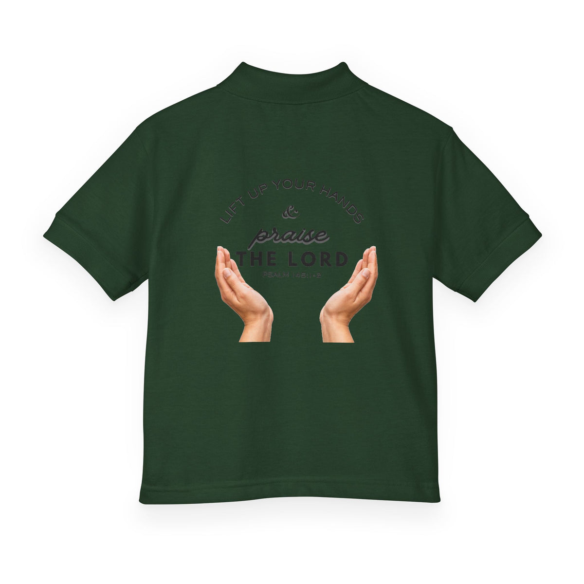Youth Polo ( black font ) — 'In God We Trust' Hands Logo Embroidered Chest Shirt