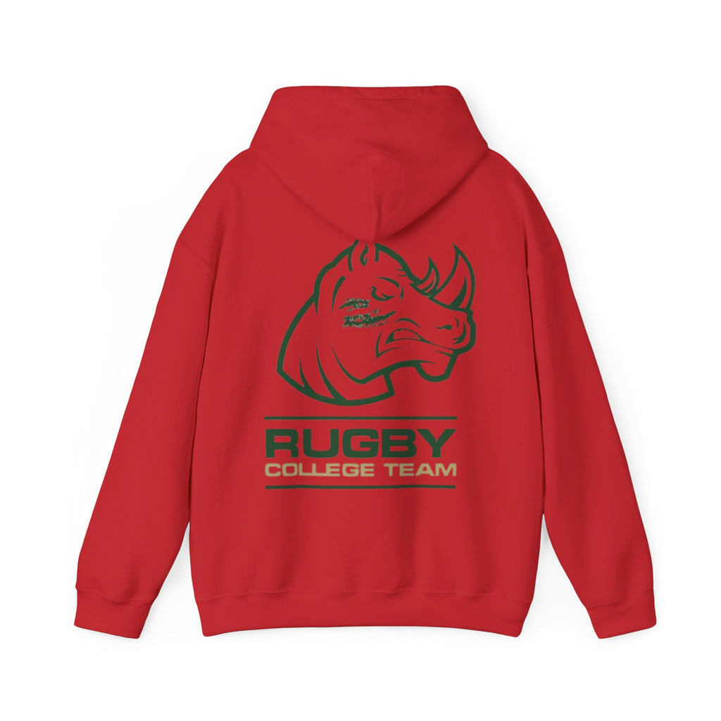 Rugby College Team Rhino Hoodie — Men's/Women's Athletic Hooded Sweatshirt