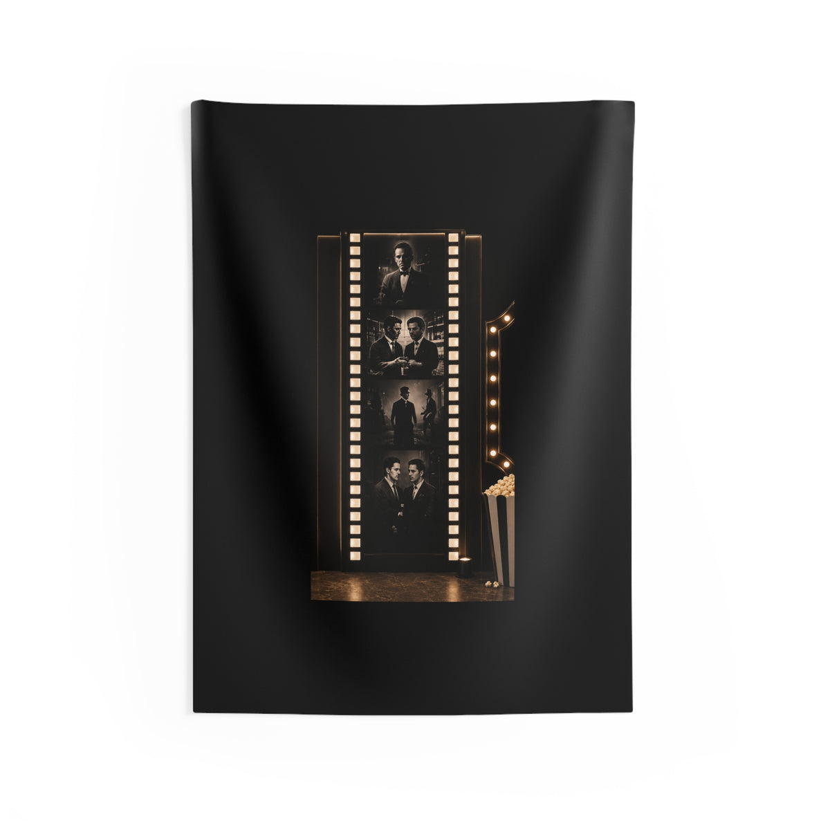 Film Noir Photo Strip Wall Tapestry – Vintage Movie Theater Decor