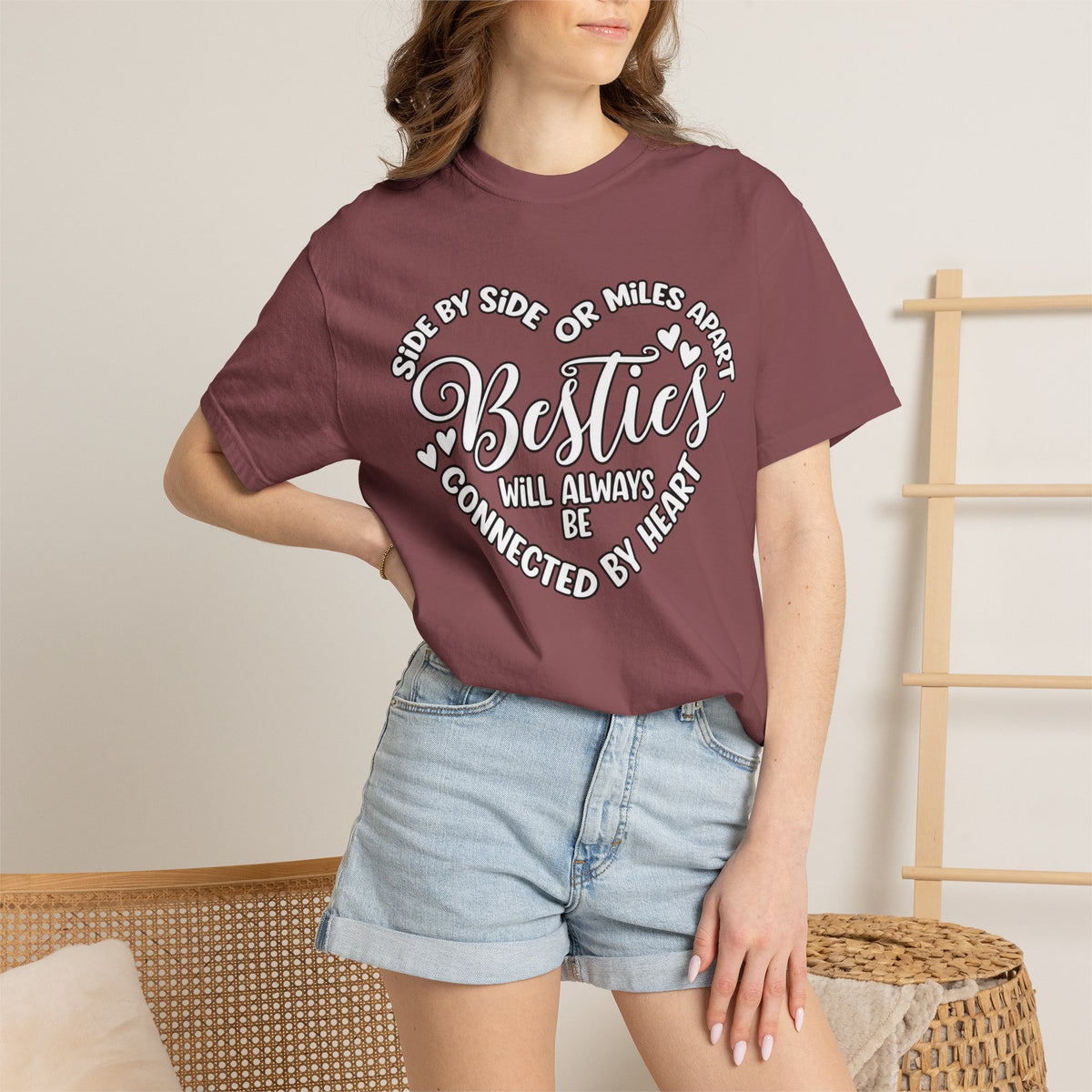 Besties Will Always Be Connected by Heart T-Shirt
