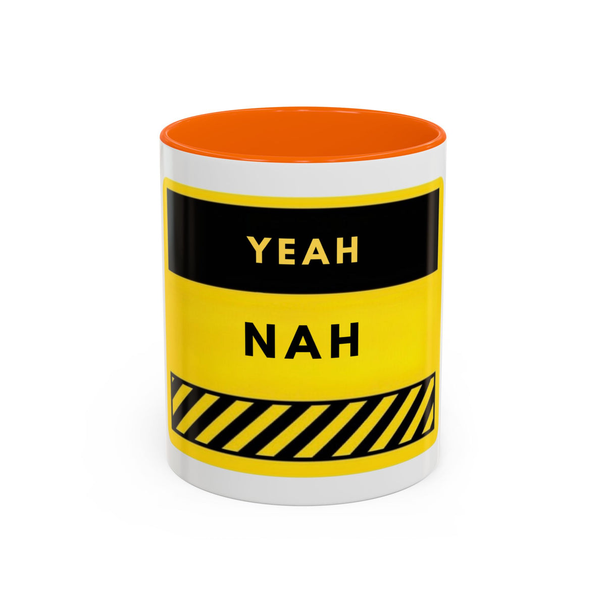 Yeah Nah Accent Coffee Mug – Funny Yellow Caution Coffee Cup (11/15oz)