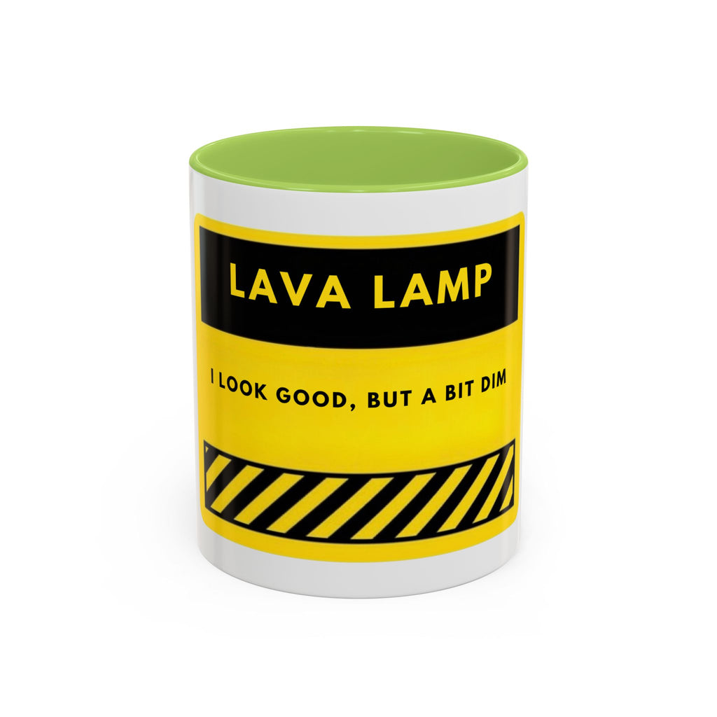 Lava Lamp Coffee Mug — Funny Yellow 'I Look Good, But a Bit Dim' Accent Mug