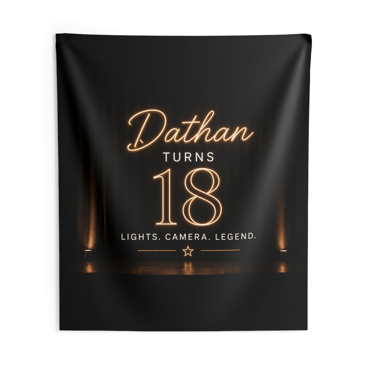 18th Birthday Wall Tapestry - "Dathan Turns 18" Neon Stage Decor