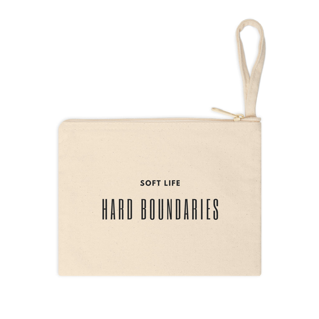 Accessory Pouch — “Soft Life, Hard Boundaries” Canvas Zipper Bag