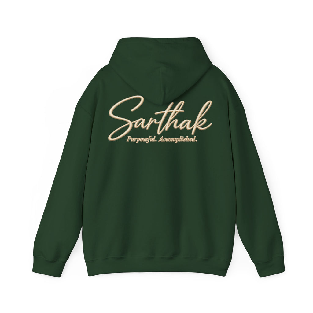 Sarthak Script Hoodie — “Purposeful. Accomplished.” Inspirational Name Hooded Sweatshirt