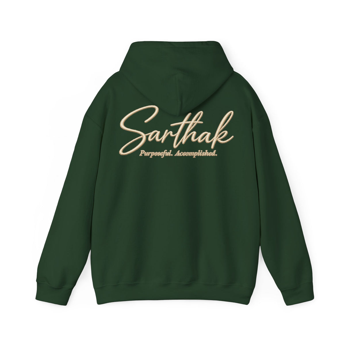 Sarthak Script Hoodie — “Purposeful. Accomplished.” Inspirational Name Hooded Sweatshirt
