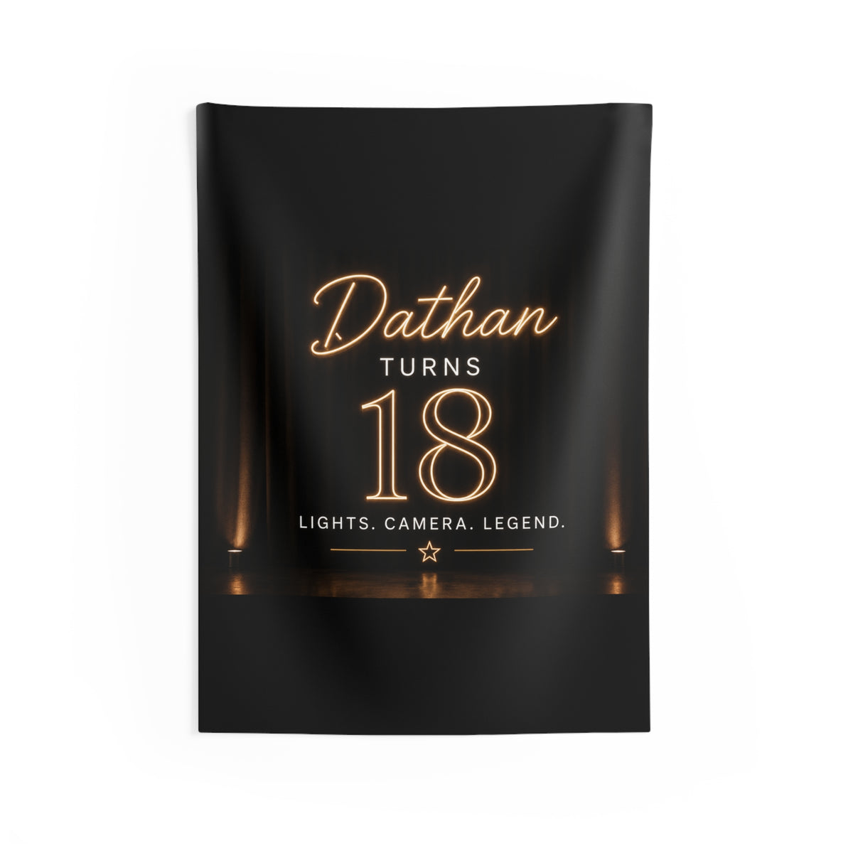 18th Birthday Wall Tapestry - "Dathan Turns 18" Neon Stage Decor