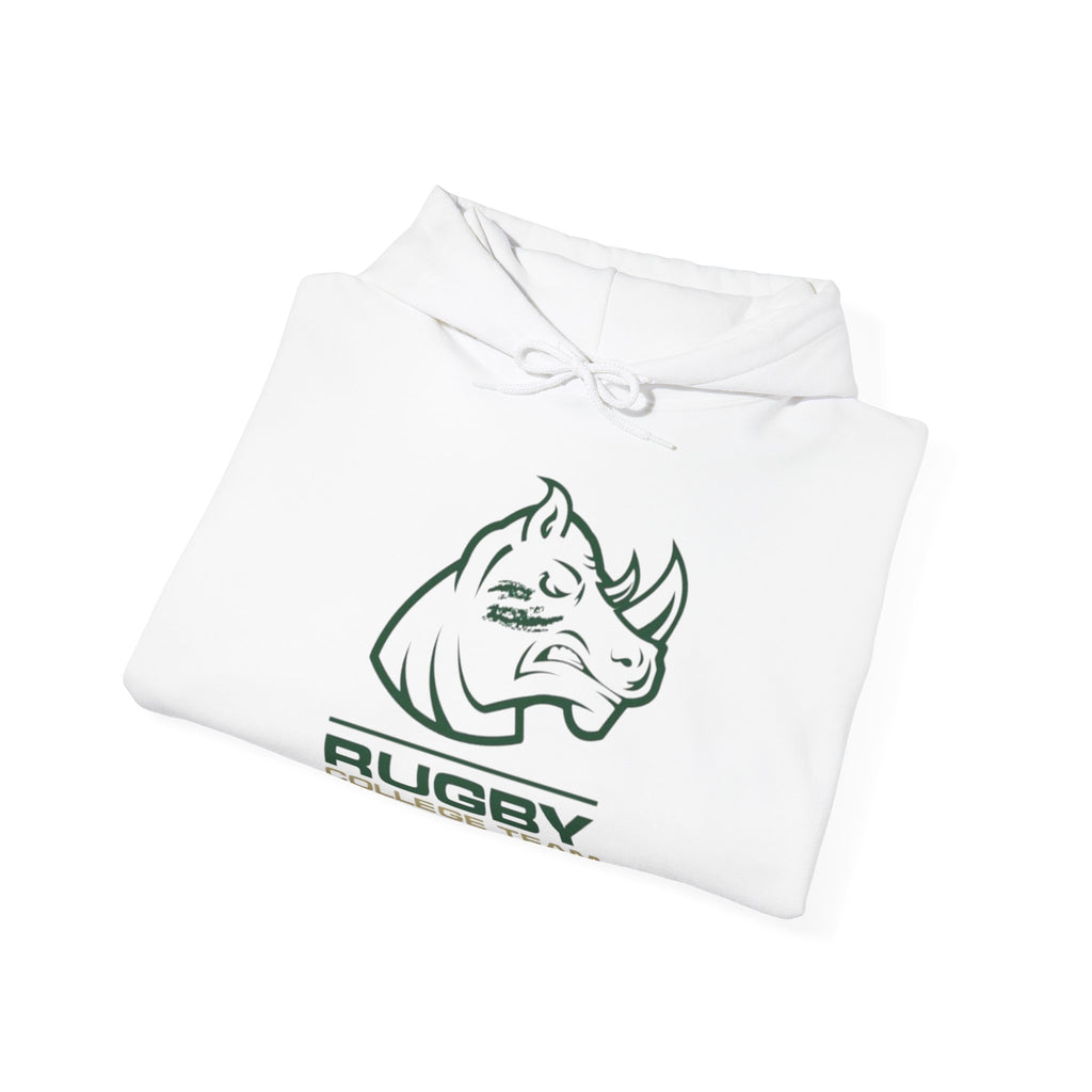 Rugby College Team Rhino Hoodie — Men's/Women's Athletic Hooded Sweatshirt
