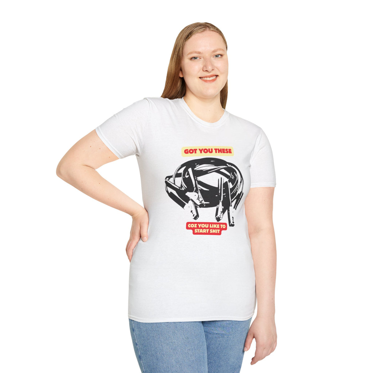 T-Shirt — “Got You These? ’Coz You Like to Start Shit” Graphic Tee (Car Wreck Design)