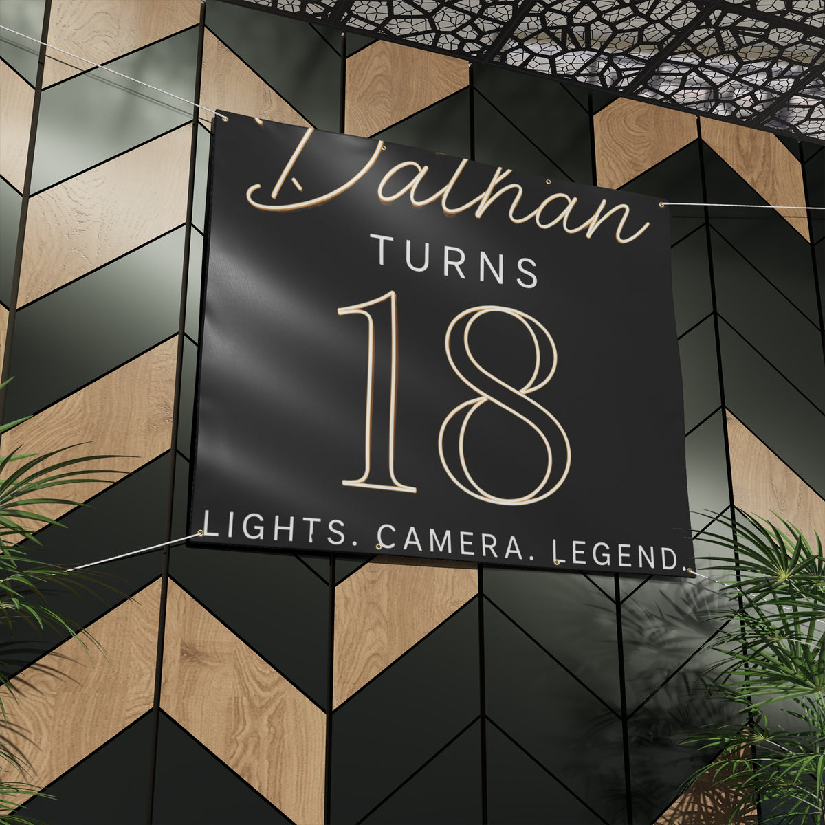 18th Birthday Matte Banner - Elegant Neon Numbers Party Sign