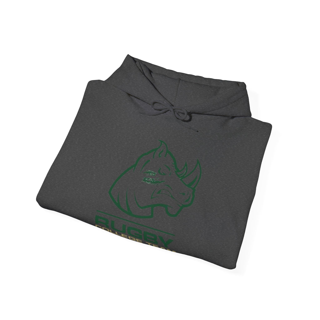 Rugby College Team Rhino Hoodie — Men's/Women's Athletic Hooded Sweatshirt