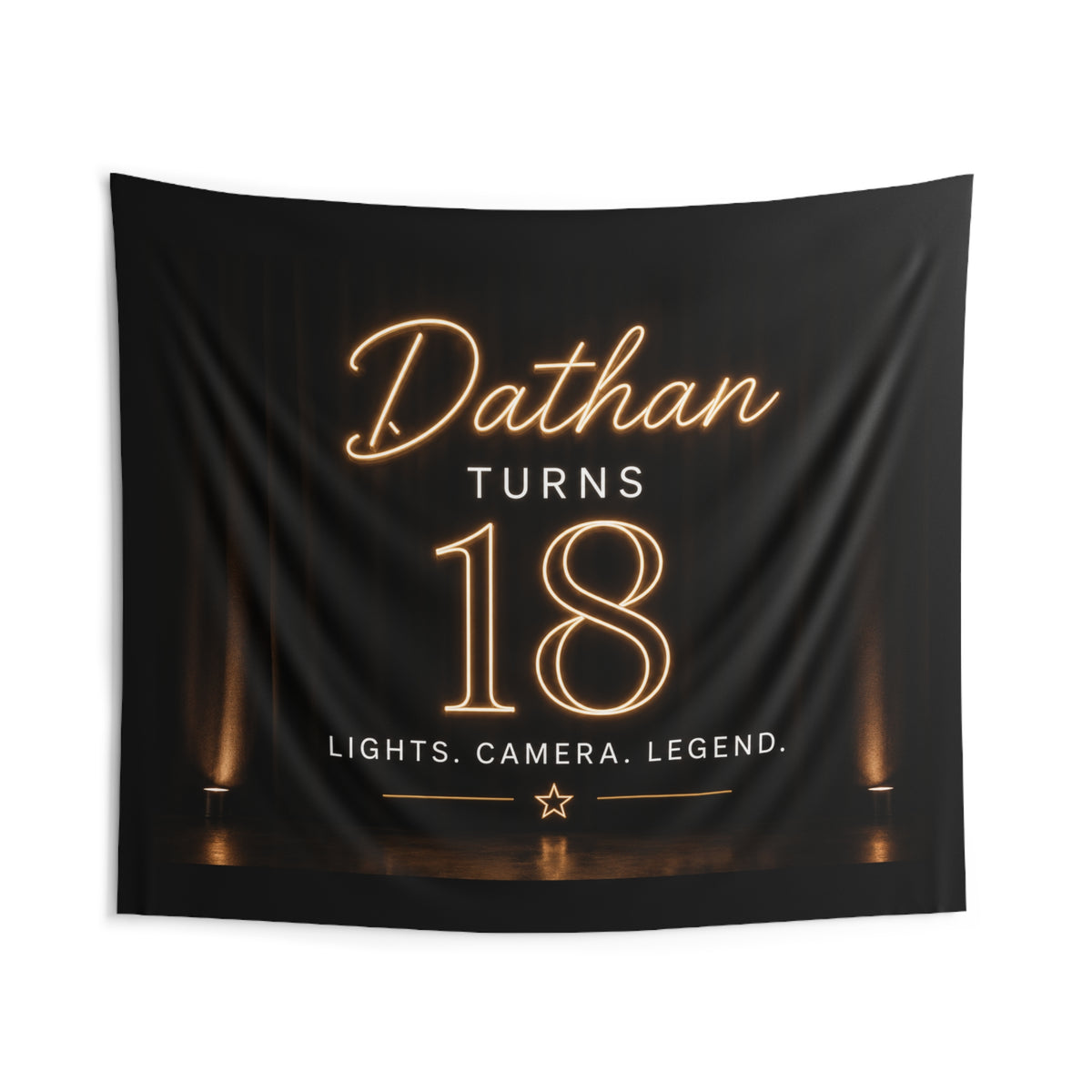 18th Birthday Wall Tapestry - "Dathan Turns 18" Neon Stage Decor