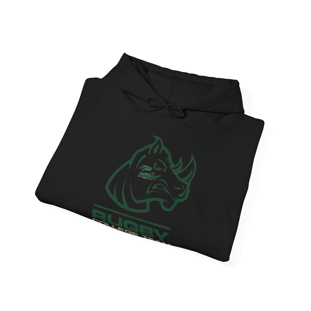 Rugby College Team Rhino Hoodie — Men's/Women's Athletic Hooded Sweatshirt