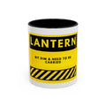 Lantern Novelty Coffee Mug — "Lantern: Bit Dim & Need To Be Carried" Yellow Warning Sign Accent Mug