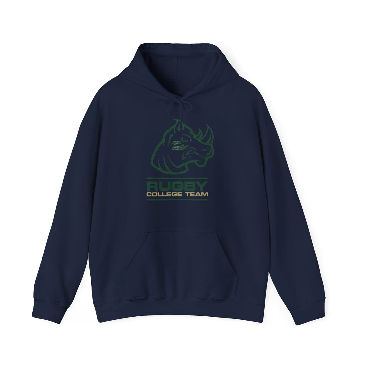 Rugby College Team Rhino Hoodie — Men's/Women's Athletic Hooded Sweatshirt
