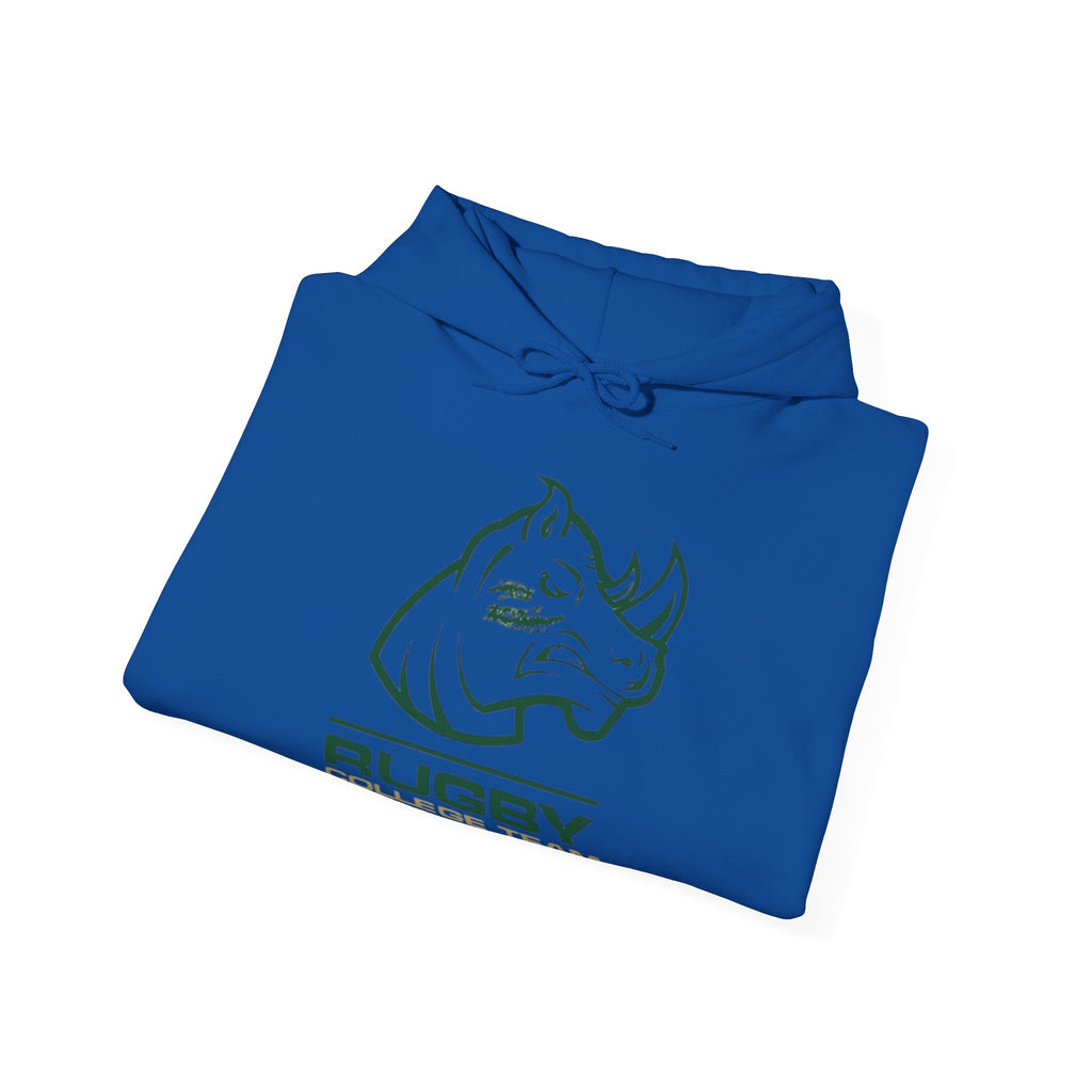 Rugby College Team Rhino Hoodie — Men's/Women's Athletic Hooded Sweatshirt