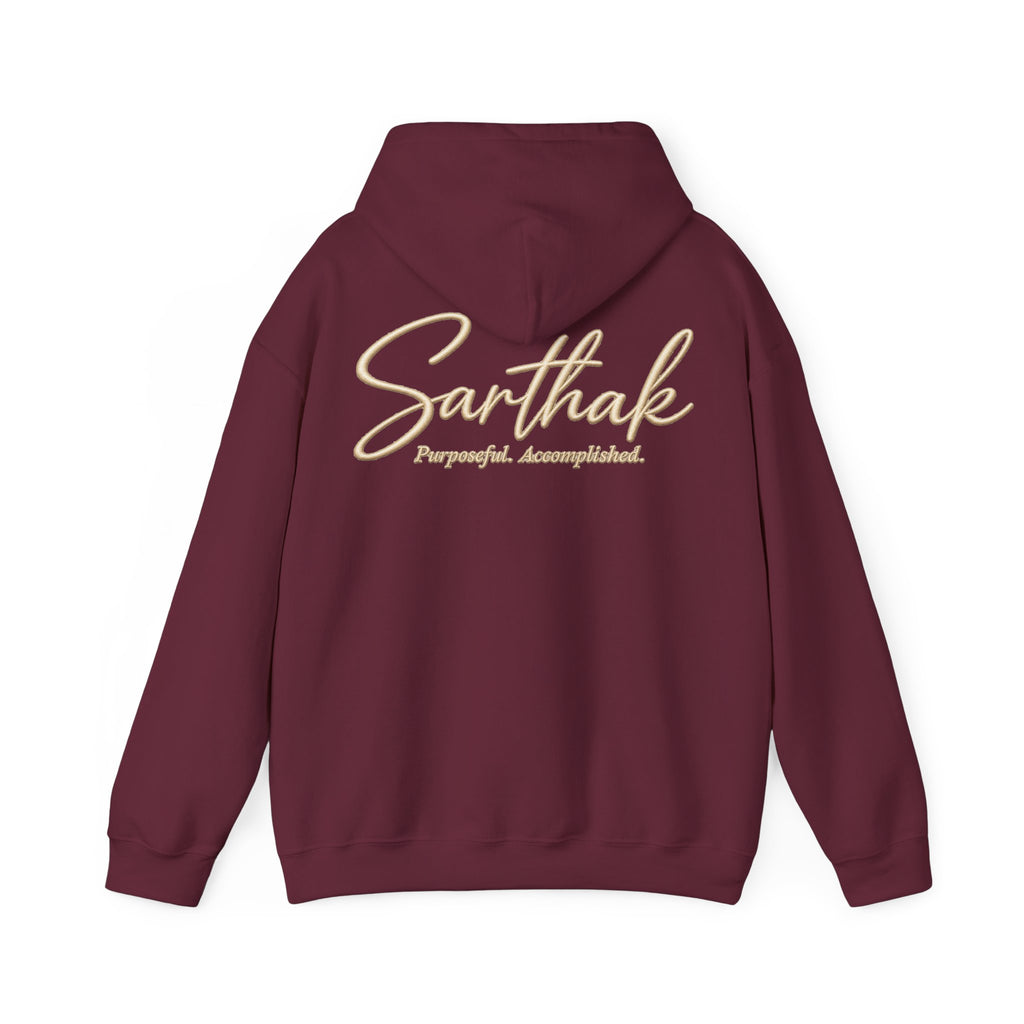 Sarthak Script Hoodie — “Purposeful. Accomplished.” Inspirational Name Hooded Sweatshirt