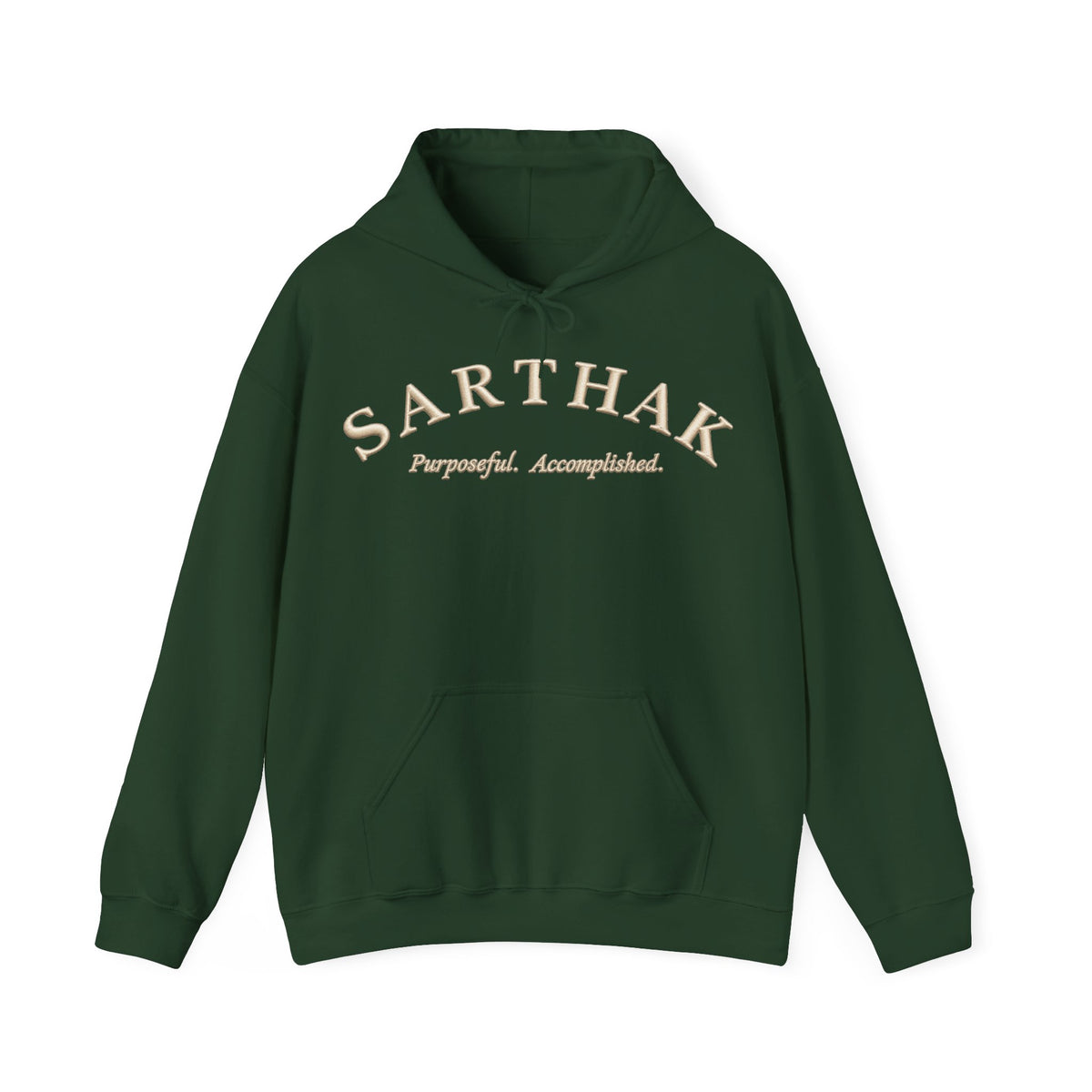 Sarthak Script Hoodie — “Purposeful. Accomplished.” Inspirational Name Hooded Sweatshirt