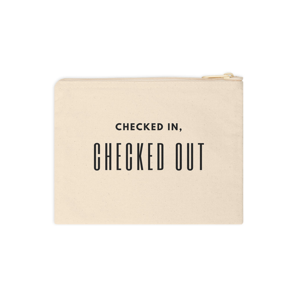 Checked In, Checked Out Canvas Zipper Pouch - Travel Wristlet Accessory