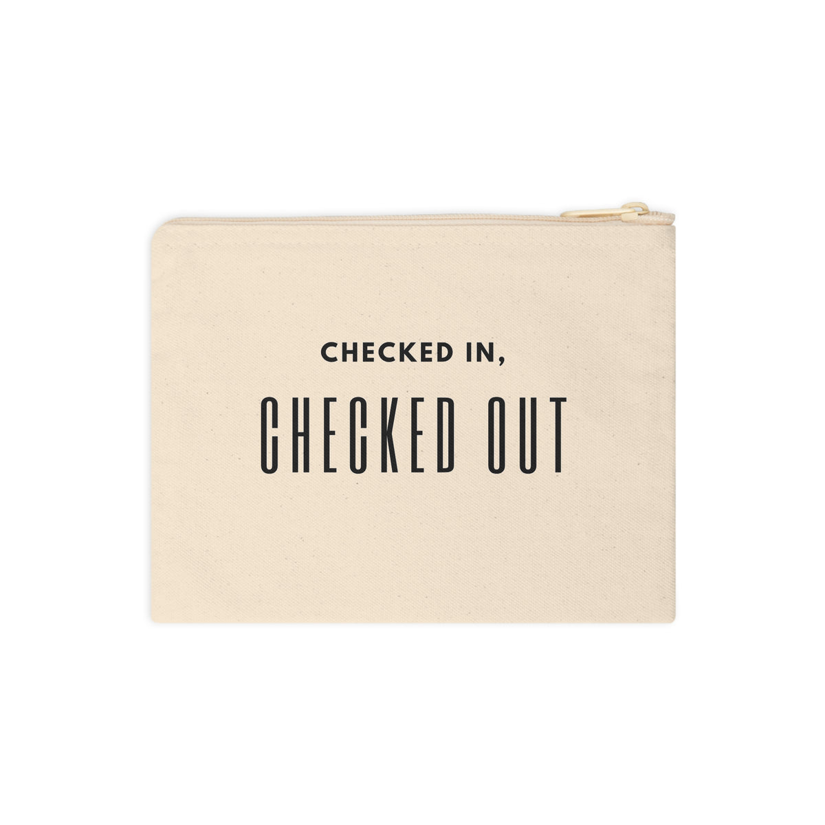 Checked In, Checked Out Canvas Zipper Pouch - Travel Wristlet Accessory