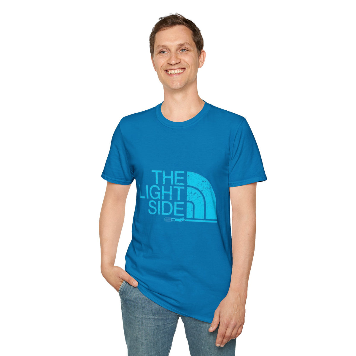The Light Side T‑Shirt — Retro Blue Sci‑Fi Lightsaber Tee