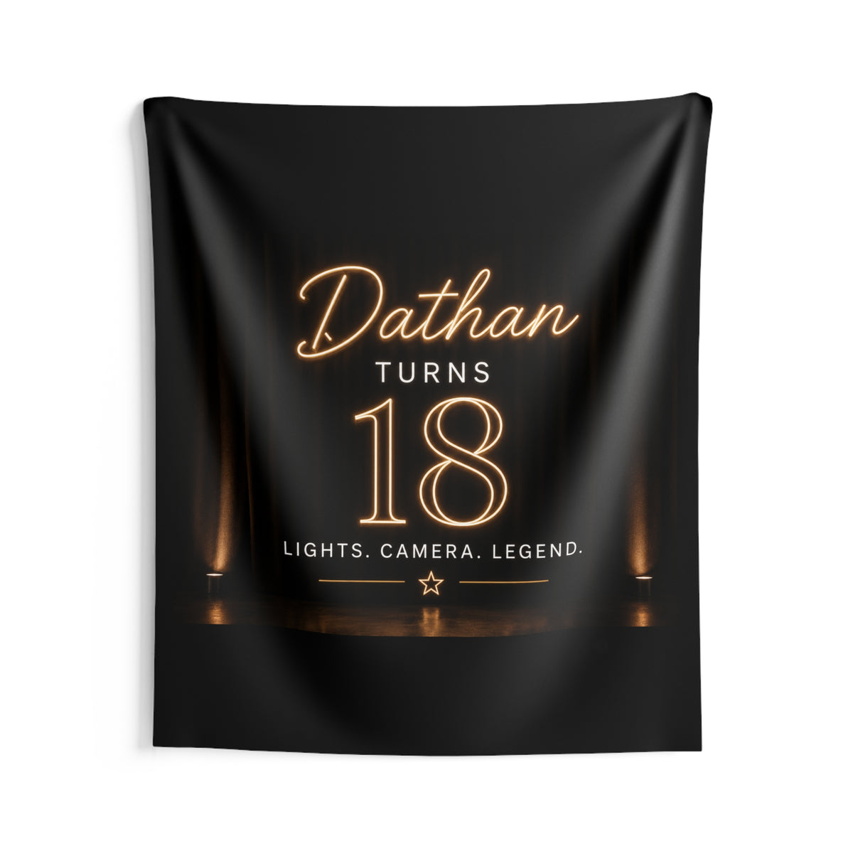 18th Birthday Wall Tapestry - "Dathan Turns 18" Neon Stage Decor