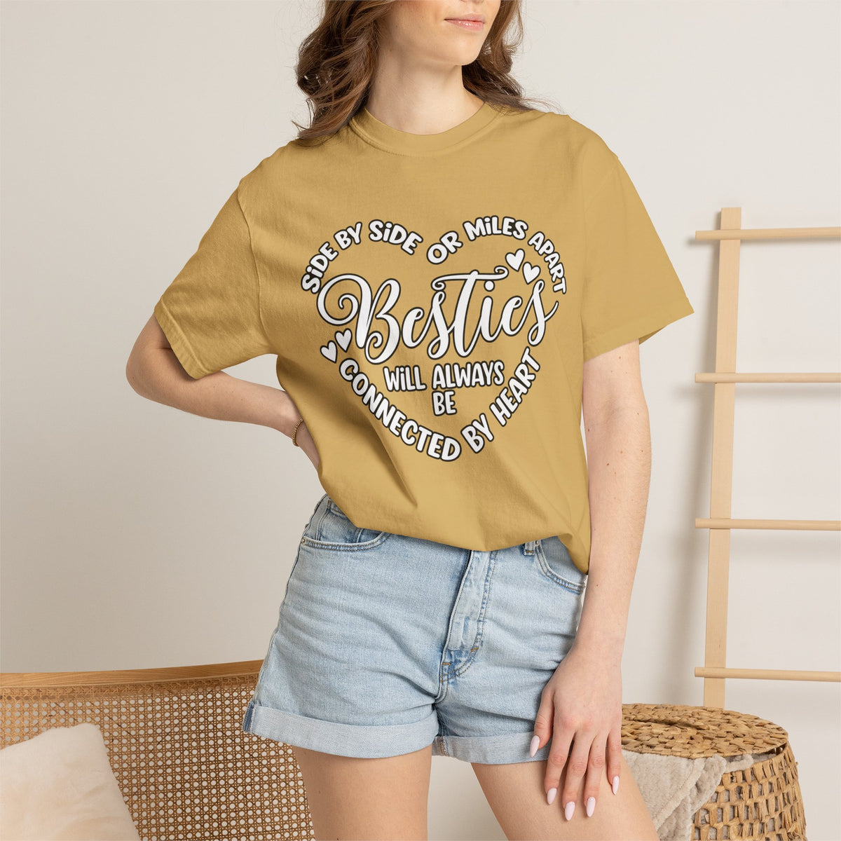 Besties Will Always Be Connected by Heart T-Shirt