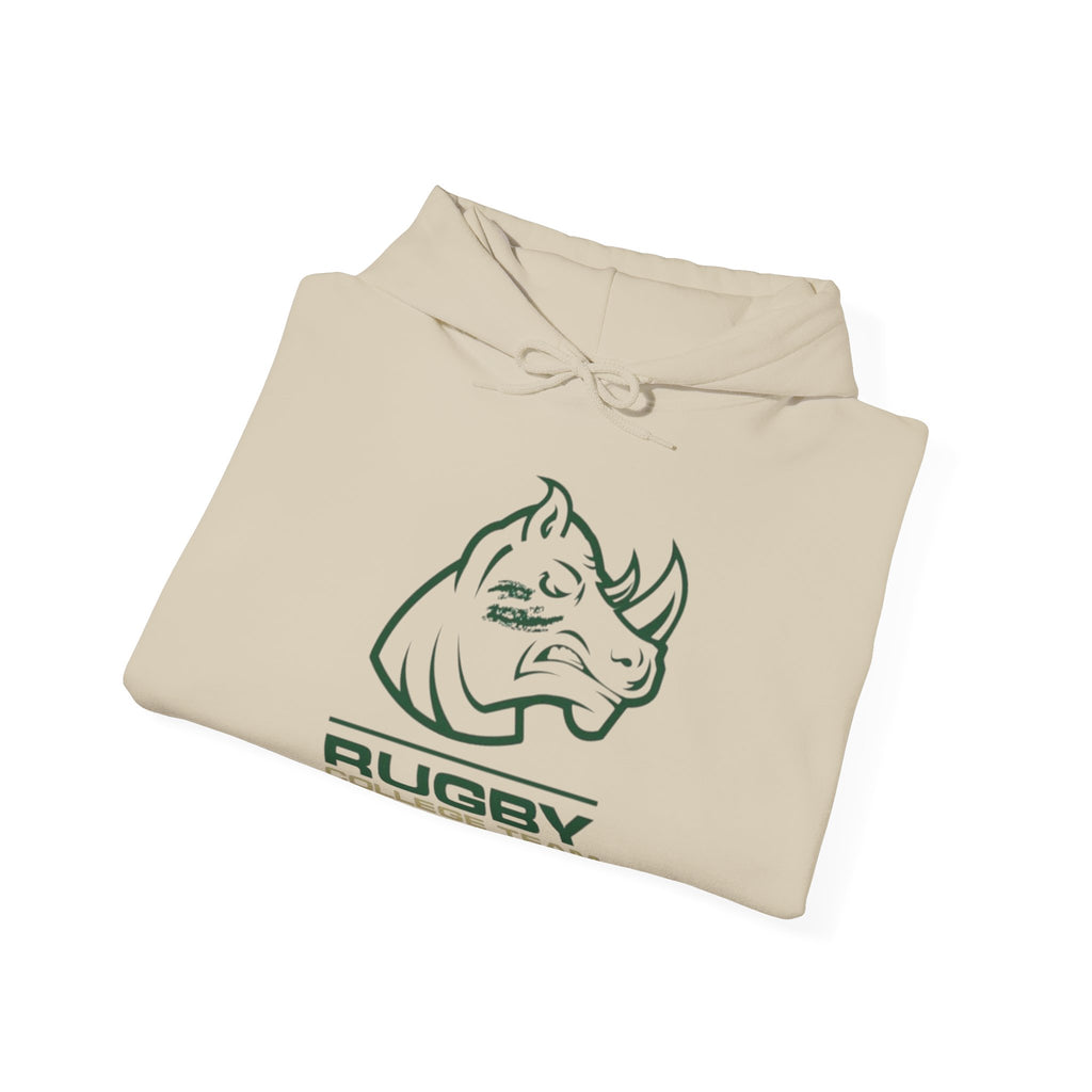 Rugby College Team Rhino Hoodie — Men's/Women's Athletic Hooded Sweatshirt