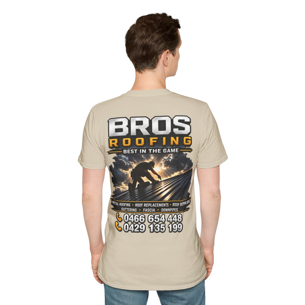 BROS Roofing T‑Shirt – “BROS ROOFING: Best in the Game” Crew Tee