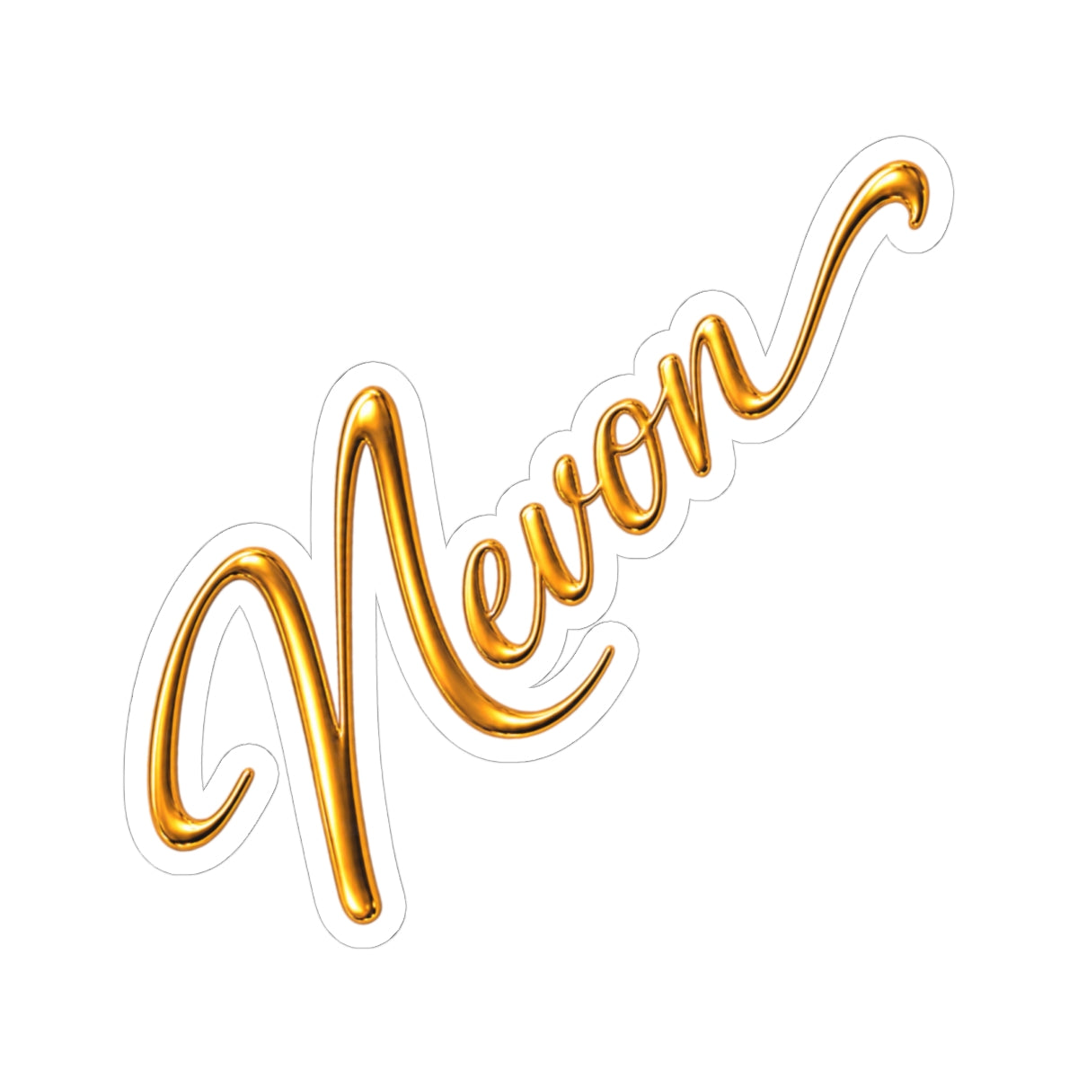 Nevon Script Kiss-Cut Sticker — Gold Handwritten Name Decal