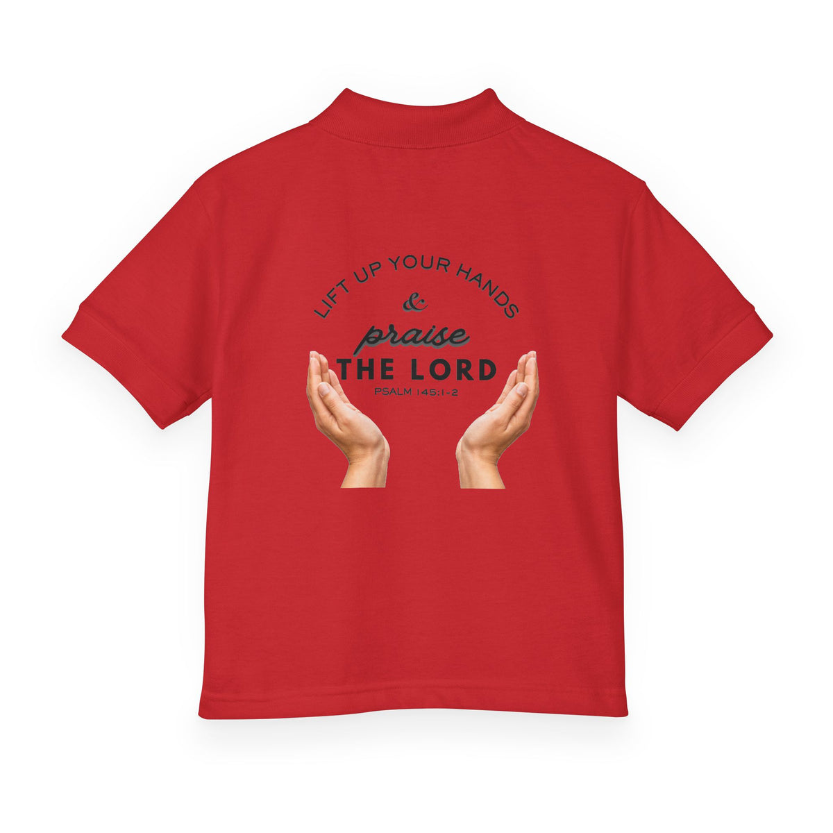Youth Polo ( black font ) — 'In God We Trust' Hands Logo Embroidered Chest Shirt