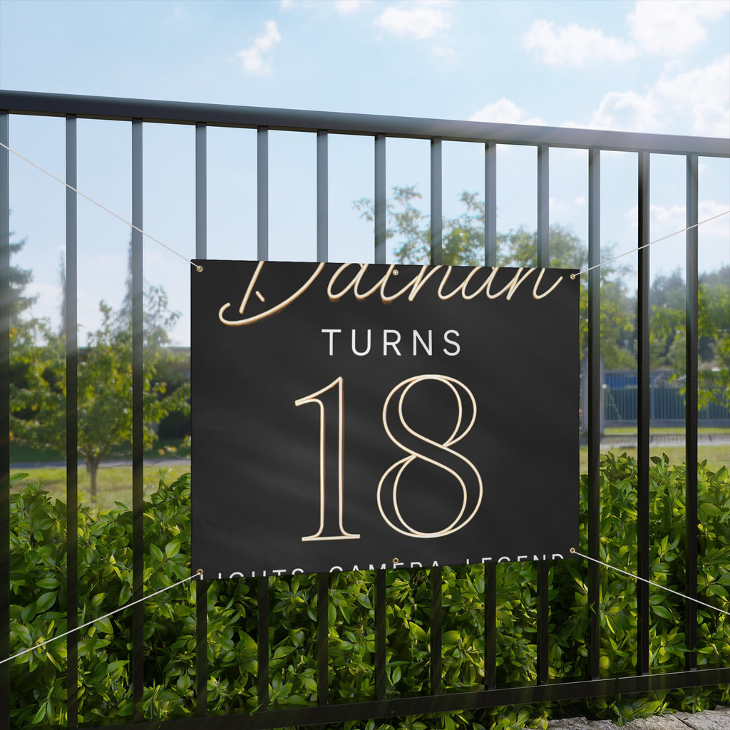 18th Birthday Matte Banner - Elegant Neon Numbers Party Sign