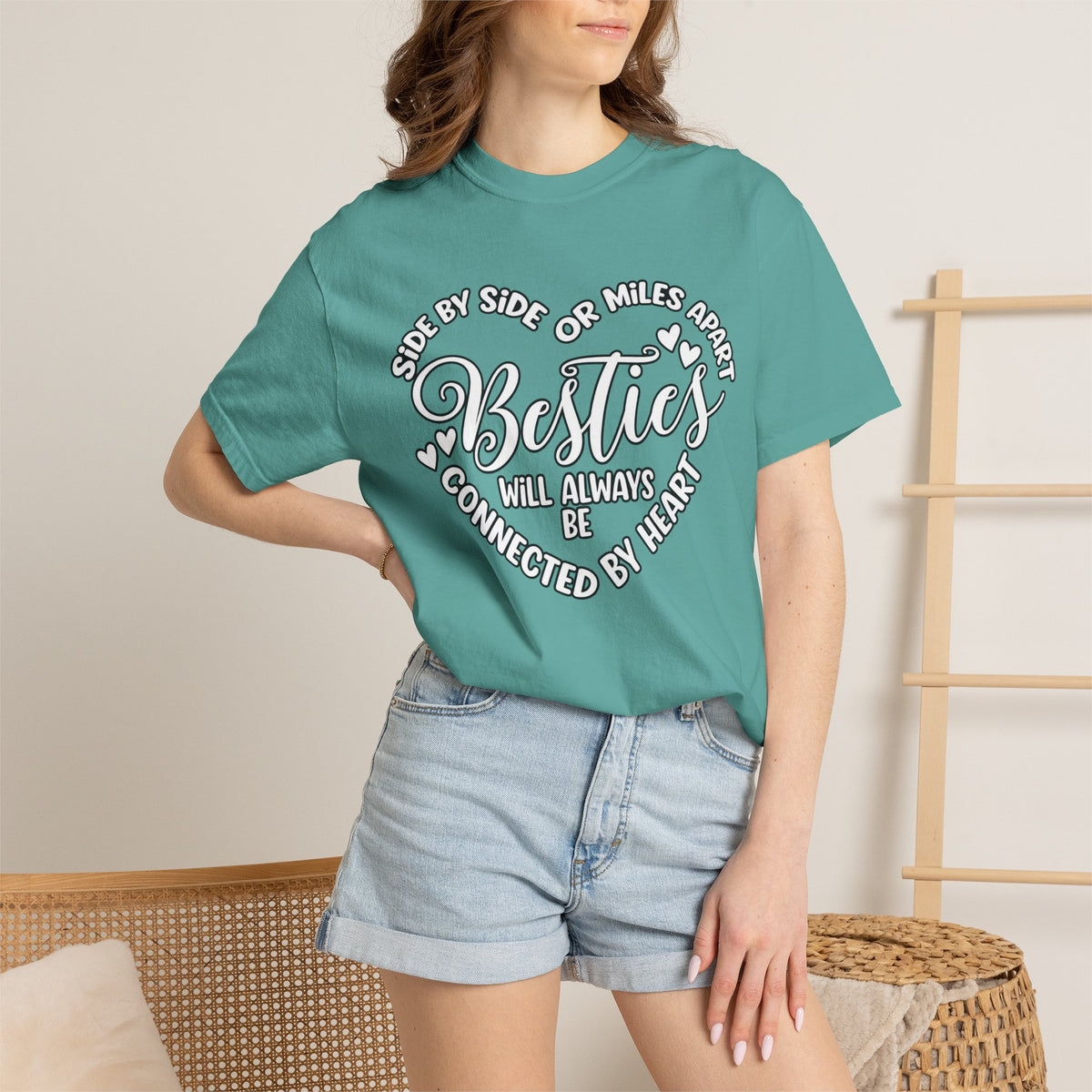 Besties Will Always Be Connected by Heart T-Shirt