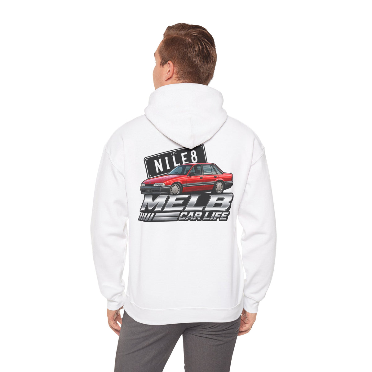 Car Life Hoodie — Red Station Wagon "NILE8" Graphic Streetwear