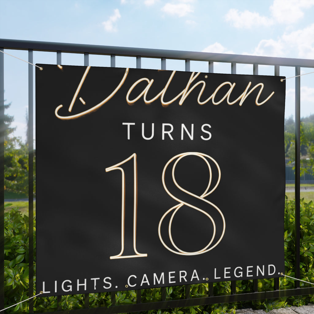18th Birthday Matte Banner - Elegant Neon Numbers Party Sign