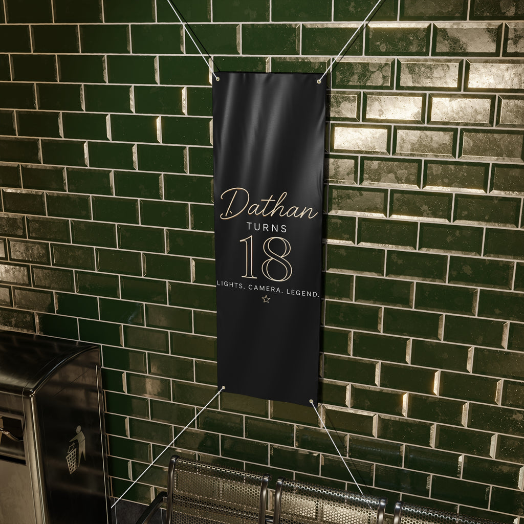 18th Birthday Matte Banner - Elegant Neon Numbers Party Sign