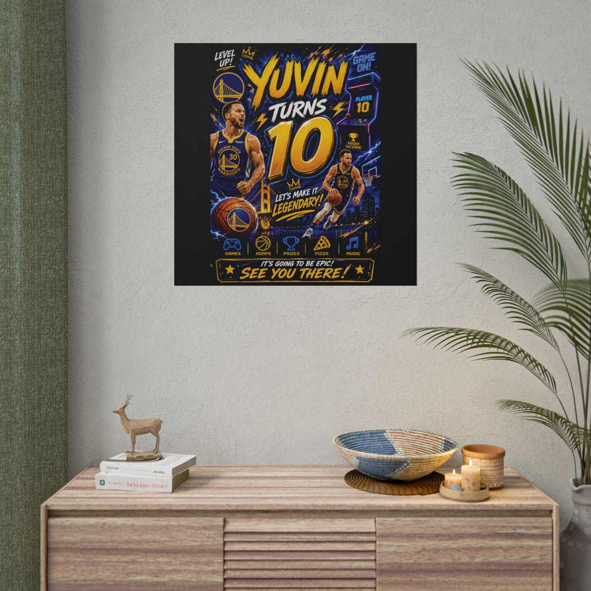 Golden State Warriors Birthday Poster — “YUVIN Turns 10” Rolled Sports Poster