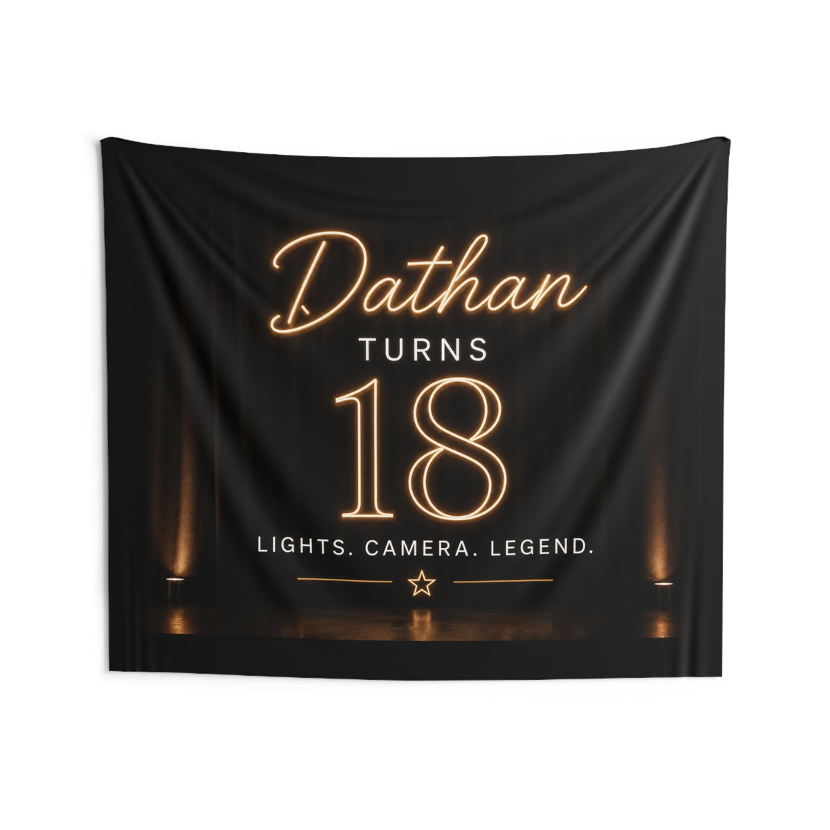 18th Birthday Wall Tapestry - "Dathan Turns 18" Neon Stage Decor