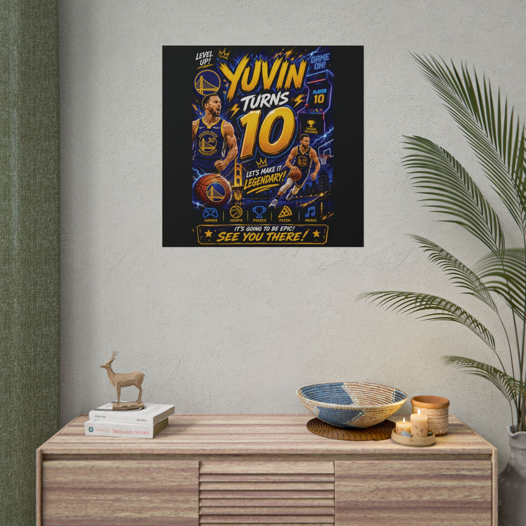 Golden State Warriors Birthday Poster — “YUVIN Turns 10” Rolled Sports Poster