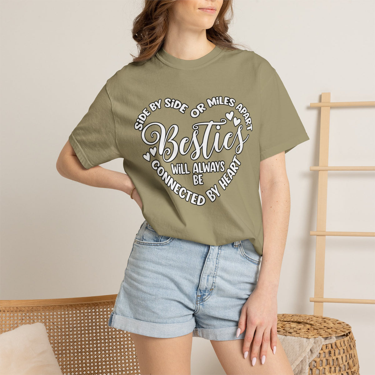 Besties Will Always Be Connected by Heart T-Shirt