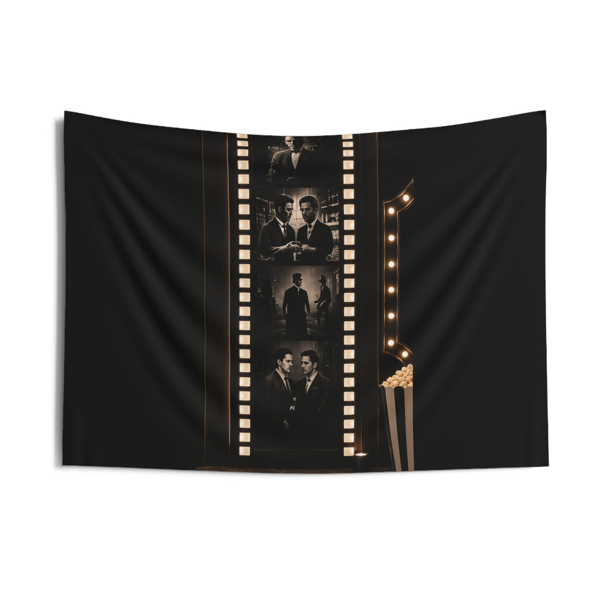Film Noir Photo Strip Wall Tapestry – Vintage Movie Theater Decor