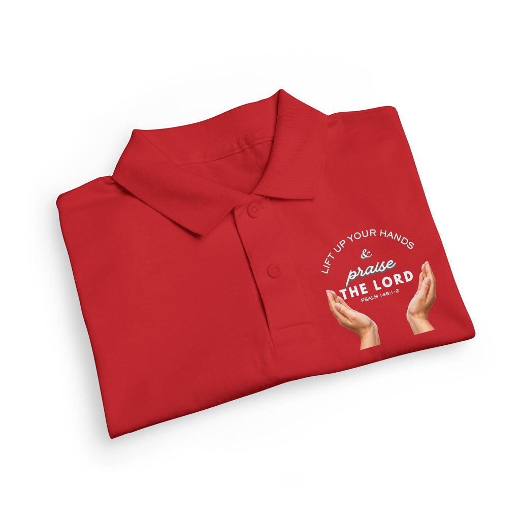 Youth Polo ( white font ) — 'In God We Trust' Hands Logo Embroidered Chest Shirt