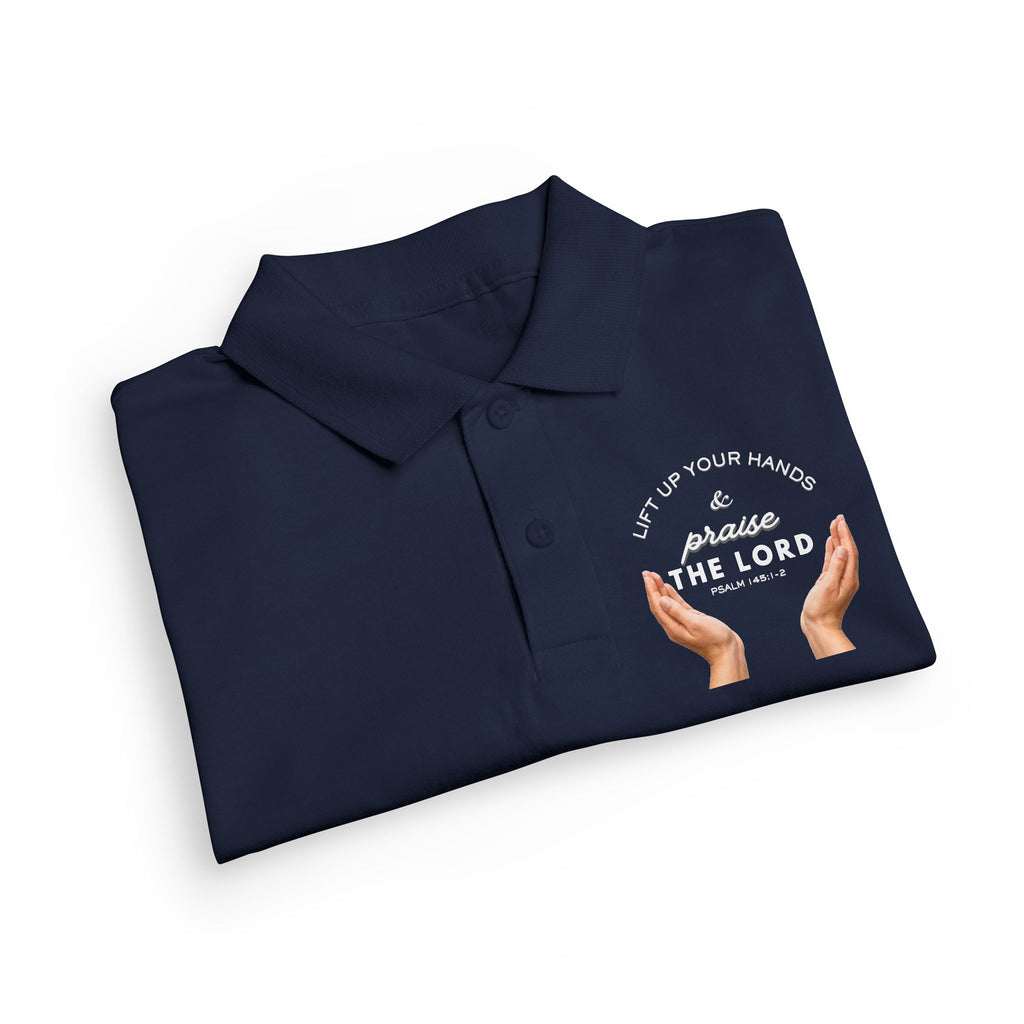 Youth Polo ( white font ) — 'In God We Trust' Hands Logo Embroidered Chest Shirt