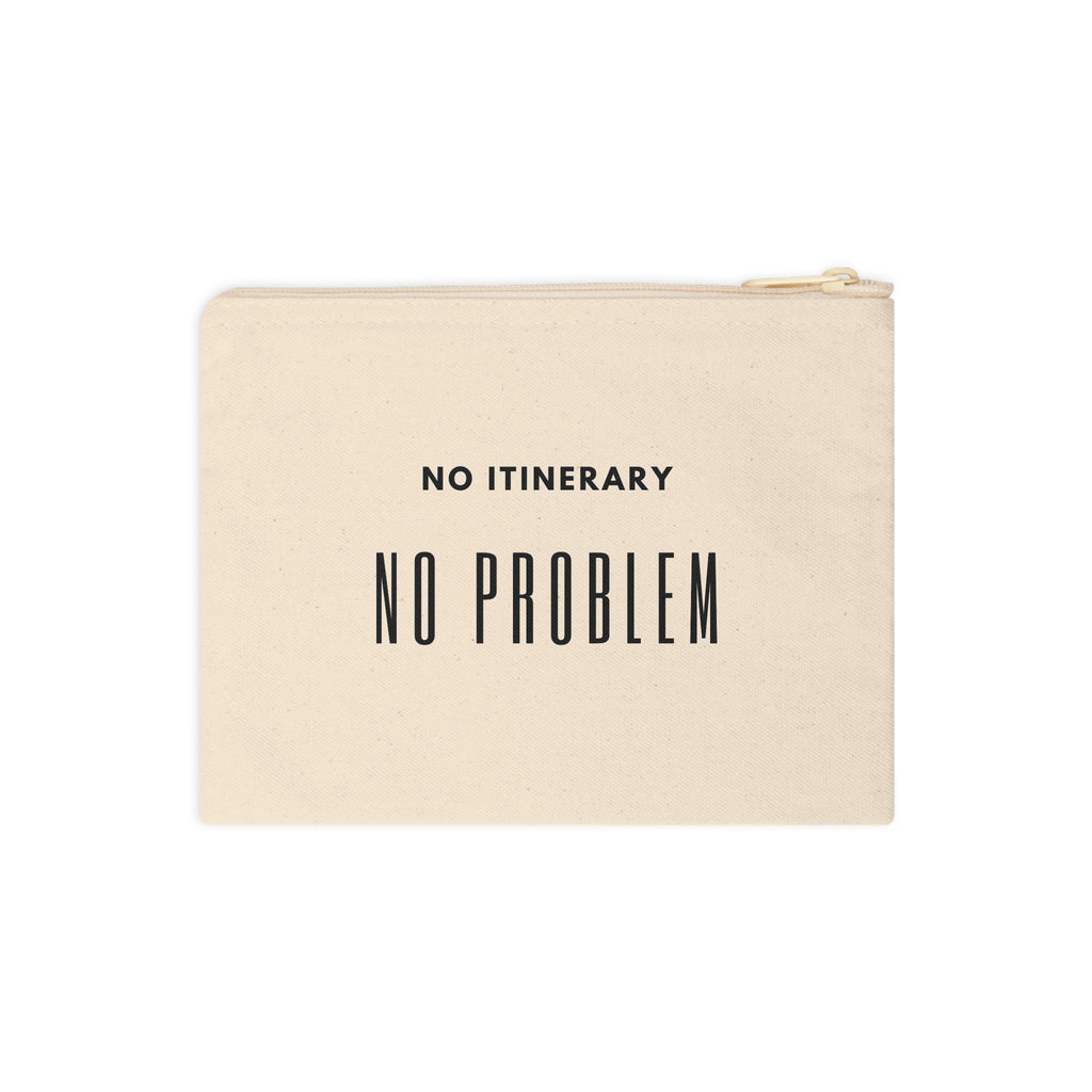 No Itinerary, No Problem Canvas Zipper Pouch — Travel Makeup & Accessory Bag