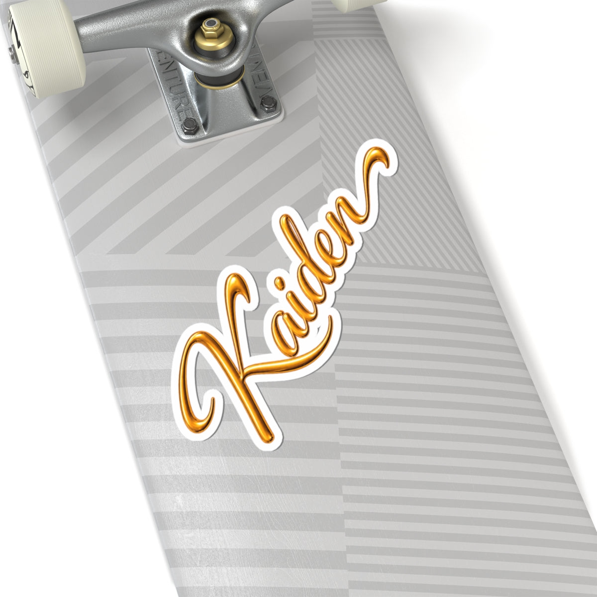 Gold Script Name Sticker — "Kaiden" Kiss-Cut Personalized Decal