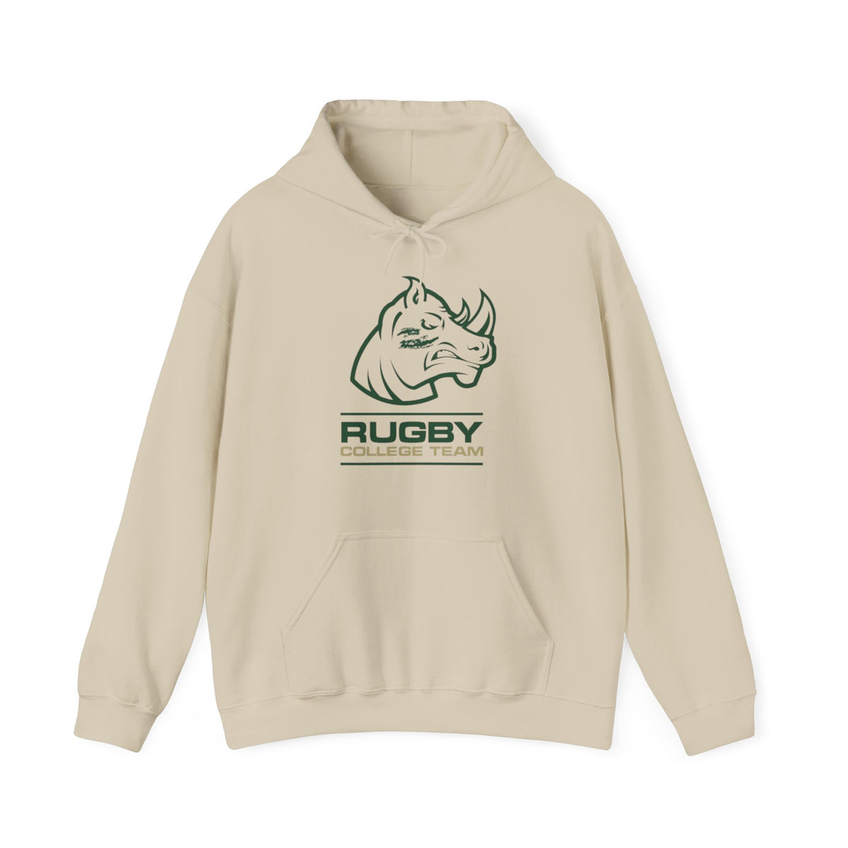 Rugby College Team Rhino Hoodie — Men's/Women's Athletic Hooded Sweatshirt